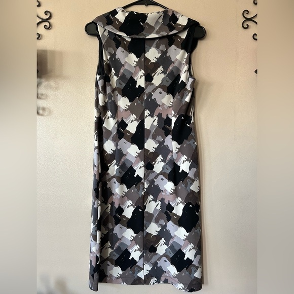 Muse Sleeveless Black & Grey Abstract Sheath Dress Size 8 - Picture 6 of 11